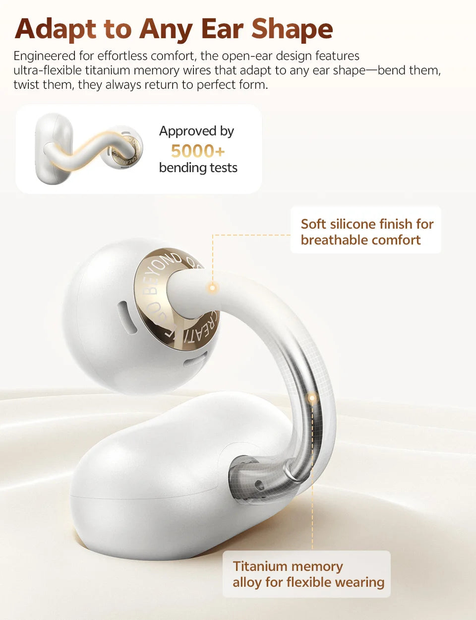 QCY Crossky C50 Open-Ear Clip-On Wireless Earbuds – Bluetooth 6.0, 4 AI Mics, Bass Boost, 60Hrs