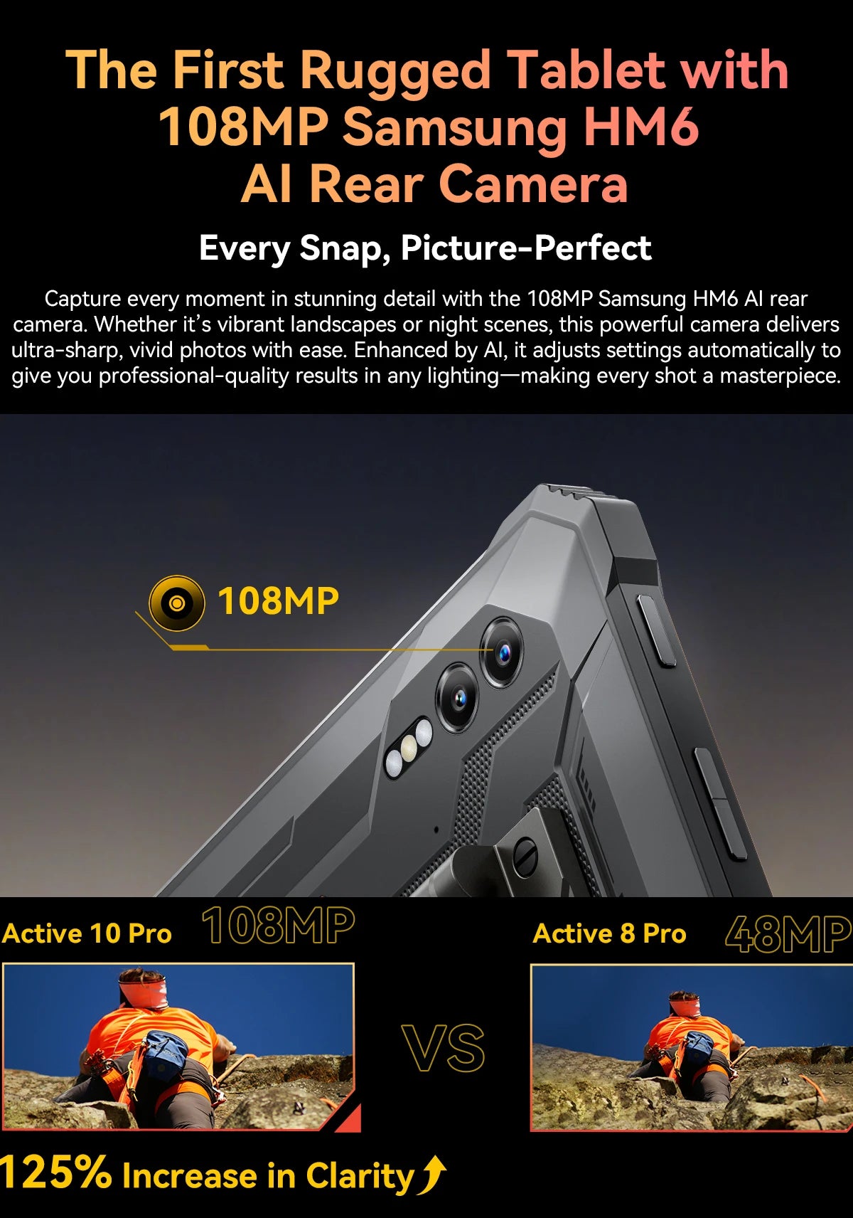 Blackview Active 10 Pro Rugged Tablet – 5G, 11" FHD+, 12GB+512GB, 30000mAh, 108MP