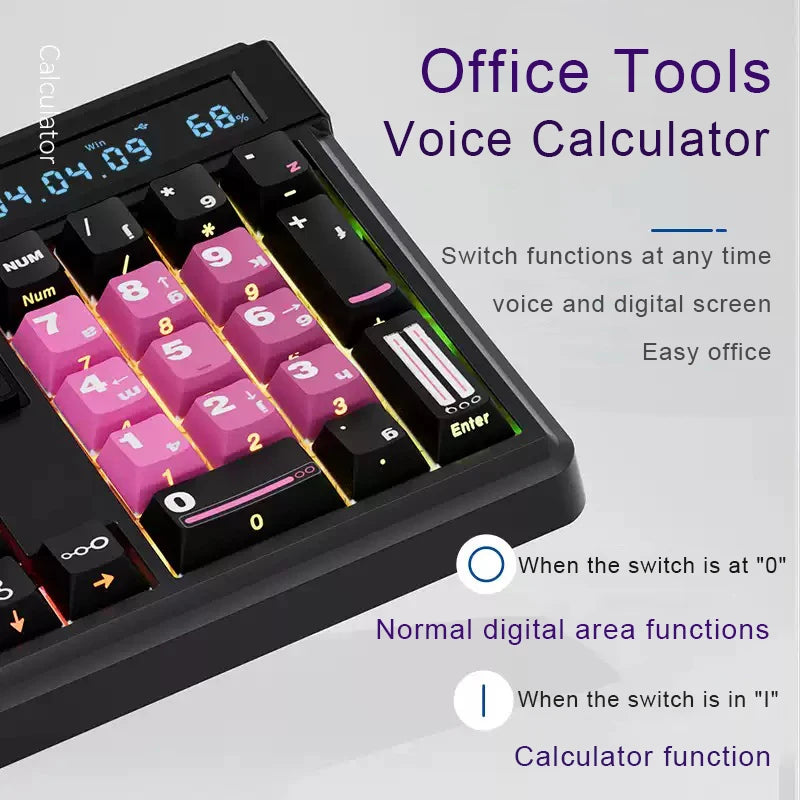 SKYLOONG GK104 Pro Full-Size Wireless Mechanical Keyboard – 104 Key, Hot-Swap, RGB, Macro Knob