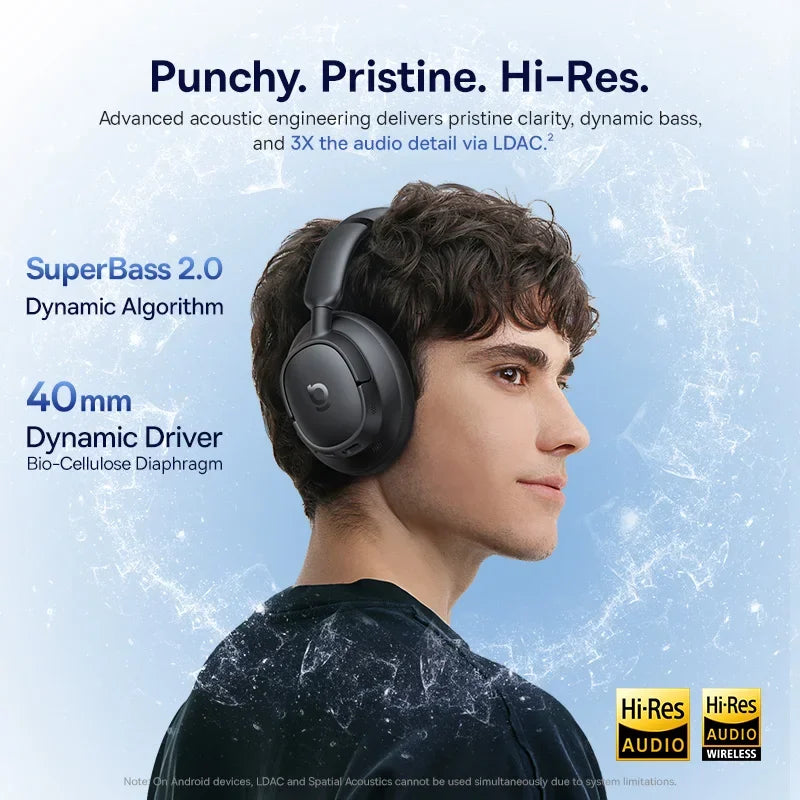 Baseus EH10 NC ANC Wireless Headphones – 45dB Hybrid Noise Cancelling, LDAC, Bluetooth 6.0, 80Hrs