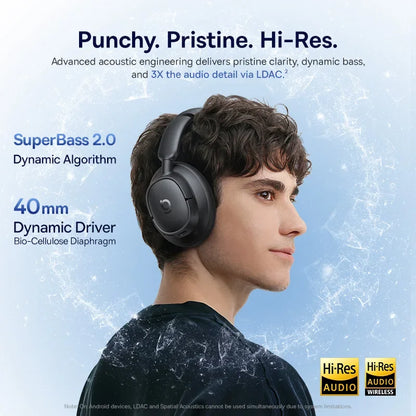 Baseus EH10 NC ANC Wireless Headphones – 45dB Hybrid Noise Cancelling, LDAC, Bluetooth 6.0, 80Hrs