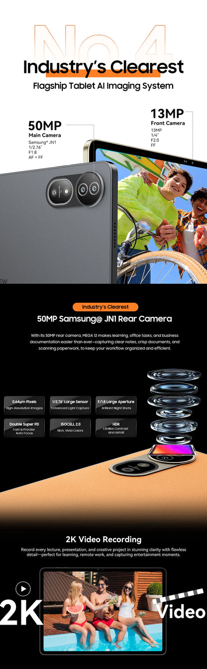 Blackview MEGA 12 5G Tablet – 12.2" 2.4K 120Hz, Dimensity 7200, 50MP, 10000mAh, Android 16