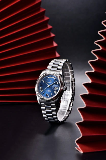 PAGANI DESIGN Men's Automatic Watch – 40mm, NH36A, AR Sapphire Glass, Date & Week, Gold Green