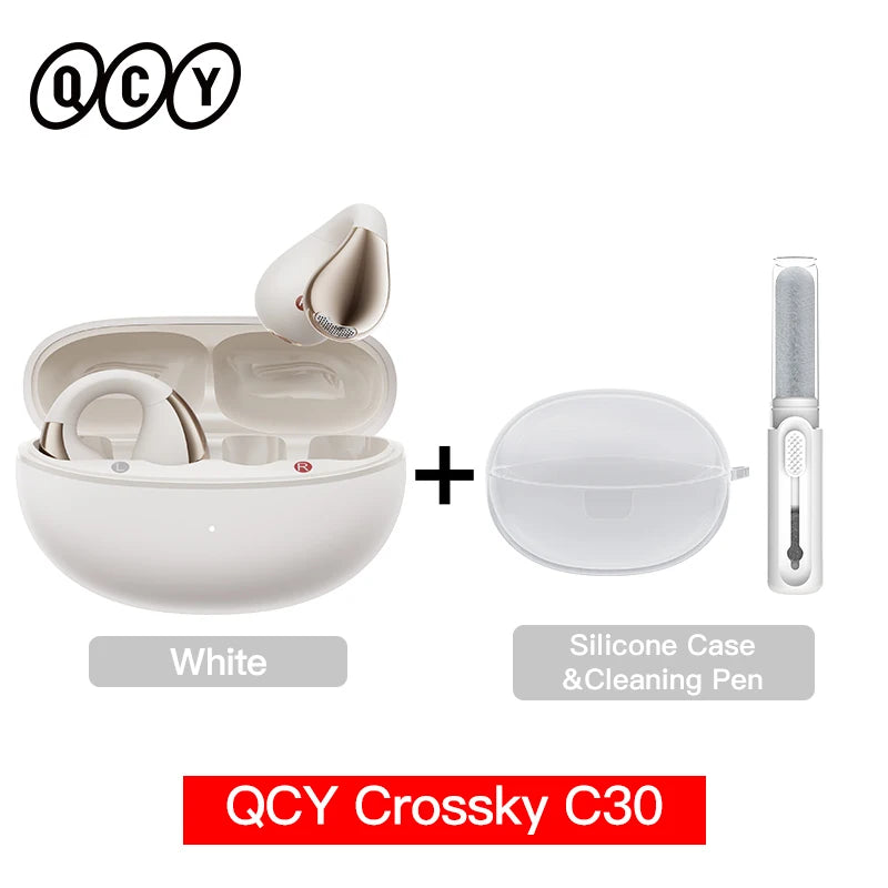 QCY Crossky C30 Ear Clip Bluetooth 5.4 Earphones – Open Ear Sports TWS, Dual-Connection