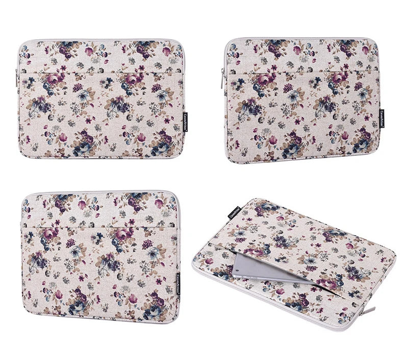 Laptop Sleeve Bag 11–15.6 Inch – Canvas, Zipper, for MacBook, Lenovo, HP, Acer – Multiple Prints