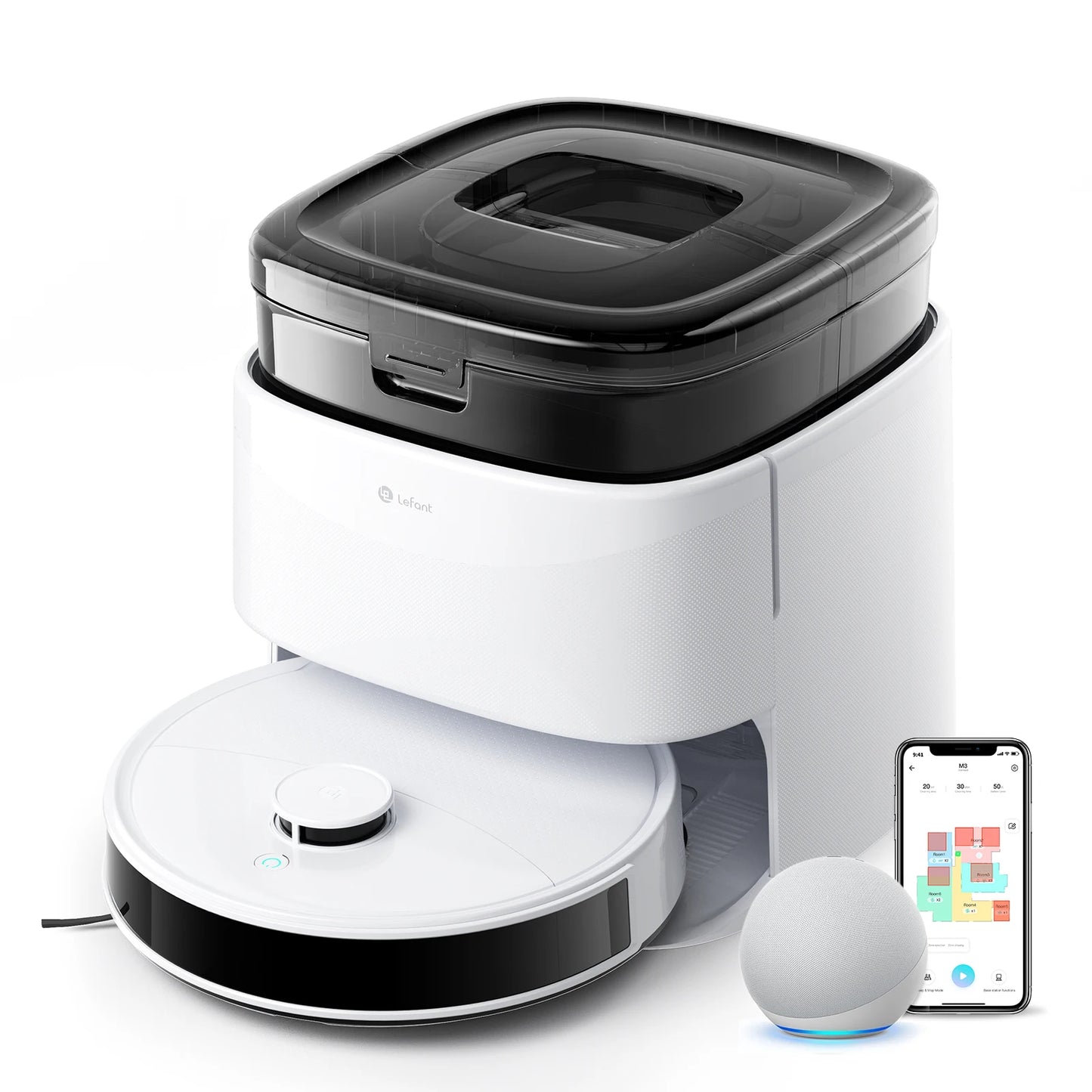 Lefant M3M3L Robot Vacuum & Mop | 12000Pa Suction, Anti-Tangle, Dual Spinning Mop, Auto Wash & Dry