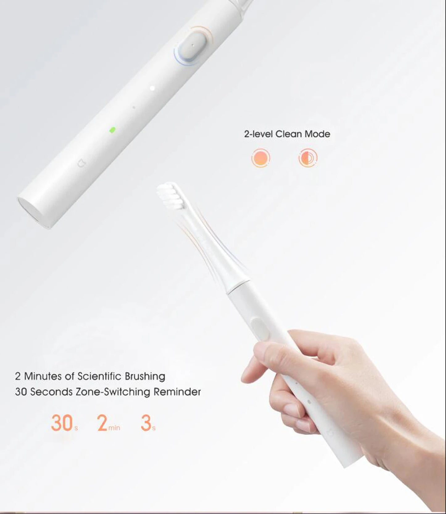 XIAOMI MIJIA T100 Sonic Electric Toothbrush – USB Rechargeable, IPX7 Waterproof, Ultrasonic Auto