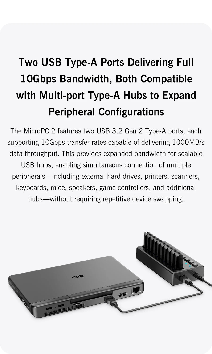 GPD MicroPC 2 – 7" Mini Laptop, Intel i3 N300, 16GB DDR5, 512GB SSD, Windows 11