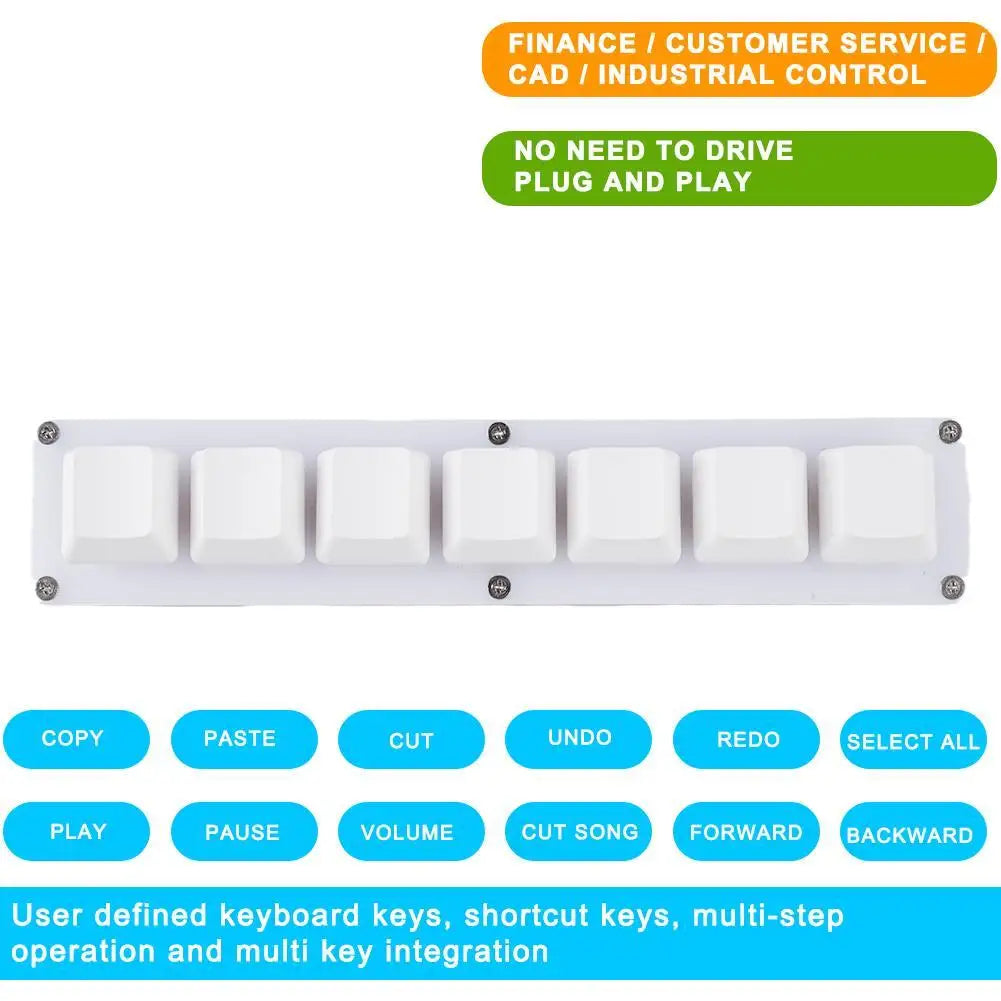 Mini 7-Key Programmable Macro Mechanical Keyboard – USB Wired DIY Macropad for Gaming & Work