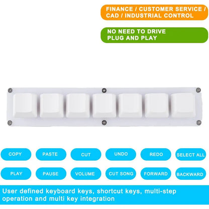 Mini 7-Key Programmable Macro Mechanical Keyboard – USB Wired DIY Macropad for Gaming & Work