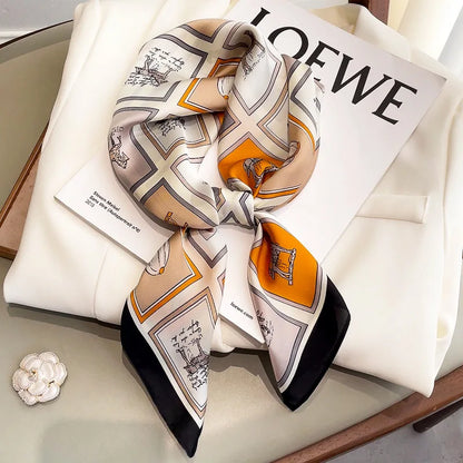 Fashion square silk scarf by R.E.D. Shopping, versatile women's hairband and neck shawl with elegant print.