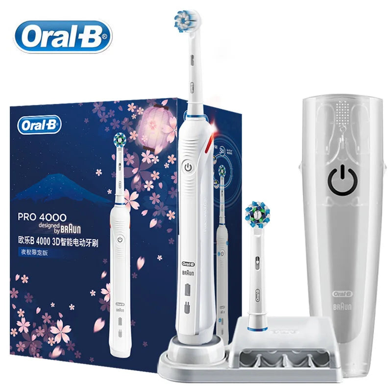 Oral-B Pro 4000 Electric Toothbrush – 3D Action, Pressure Sensor, 4 Modes, Gum Care, Waterproof