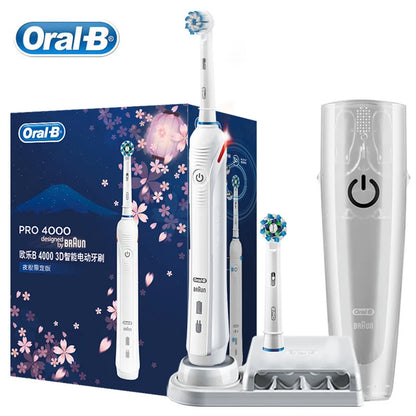 Oral-B Pro 4000 Electric Toothbrush – 3D Action, Pressure Sensor, 4 Modes, Gum Care, Waterproof