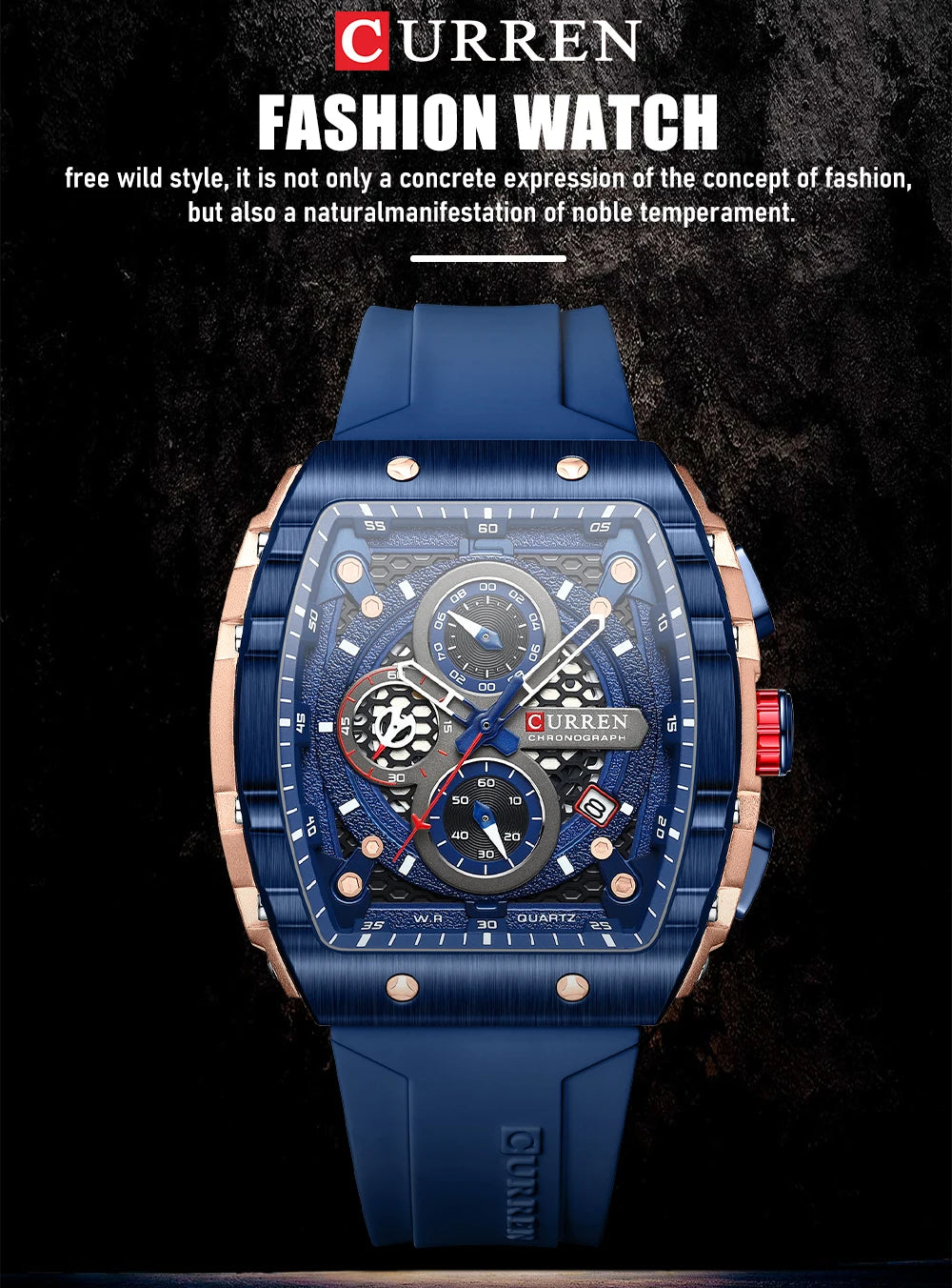 CURREN Men's Fashion Watch – Unique Square Design, Luxury Quartz Sport, Waterproof