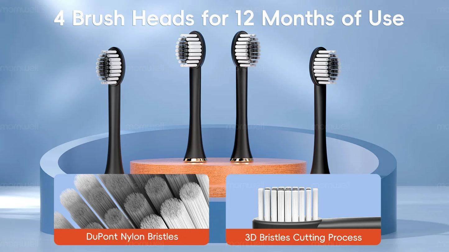 Mornwell D52 Portable Water Flosser + X3 Electric Toothbrush Combo – 4 Modes, 300ml Tank, Rechargeable, Travel-Ready