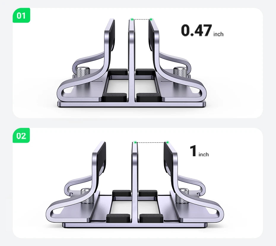UGREEN Vertical Laptop Stand – Aluminum, Foldable, 1/2/3 Slots for MacBook Air, Pro & Tablets