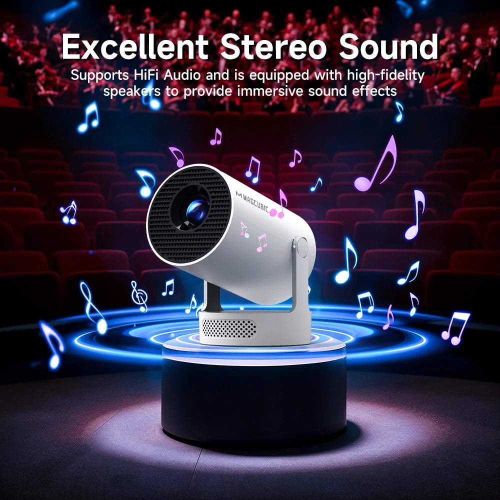 Magcubic HY300 Pro+ Portable Projector – 8000 Lumens, 720P, Android 14, WiFi 6, BT5.4, 5W Speaker
