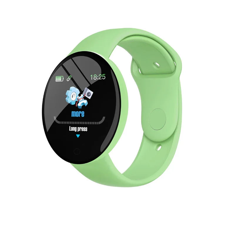 R.E.D. Shopping D18 smartwatch with circular color screen, multiple sport modes, call and music control features.