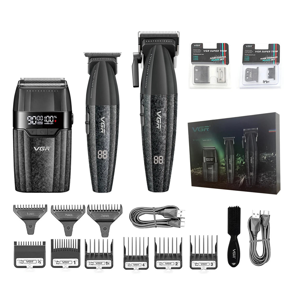 VGR V-640 Professional Hair Clipper | 9000 RPM | Cordless | Metal Body | Men's Trimmer