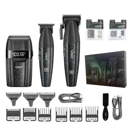 VGR V-640 S3 Professional Hair Clipper – 9000 RPM, Type-C, 160 Min Runtime | Black/Red/Green