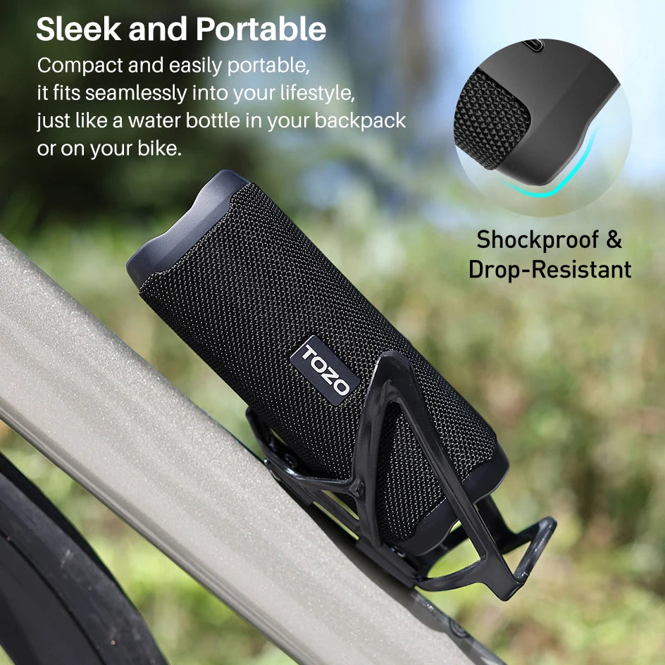 TOZO PA2 Portable Bluetooth Speaker – Deep Bass, 25H Playtime, Custom EQ App