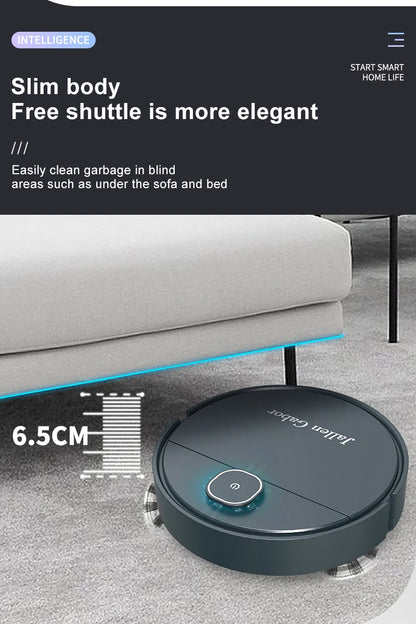 R.E.D. Shopping 3-in-1 smart sweeping robot for home, wireless vacuum cleaner with sweeping and vacuuming functions in a modern design.