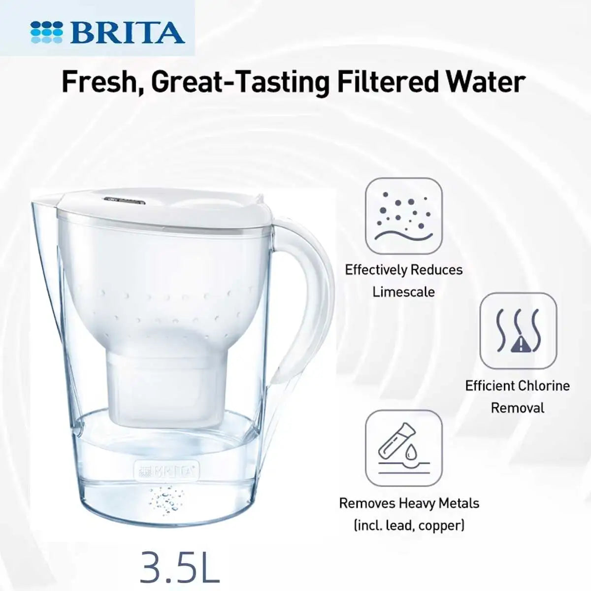 BRITA Marella Ocean Water Filter Jug 3.5L – with Filter Cartridge