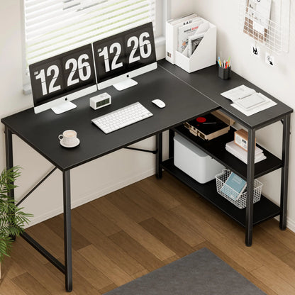 JHK 47" L-Shaped Corner Desk – Gaming & Home Office PC Table with Storage Shelves