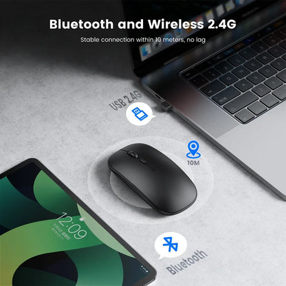 Wireless Bluetooth rechargeable mouse by R.E.D. Shopping, compact ergonomic design, silent click, optical sensor, suitable for PC use.