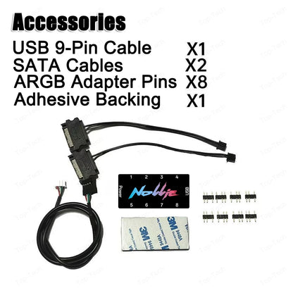 5V 3PIN ARGB Controller Hub – 8/16-Way Splitter, SignalRGB & OpenRGB Support, SATA Power