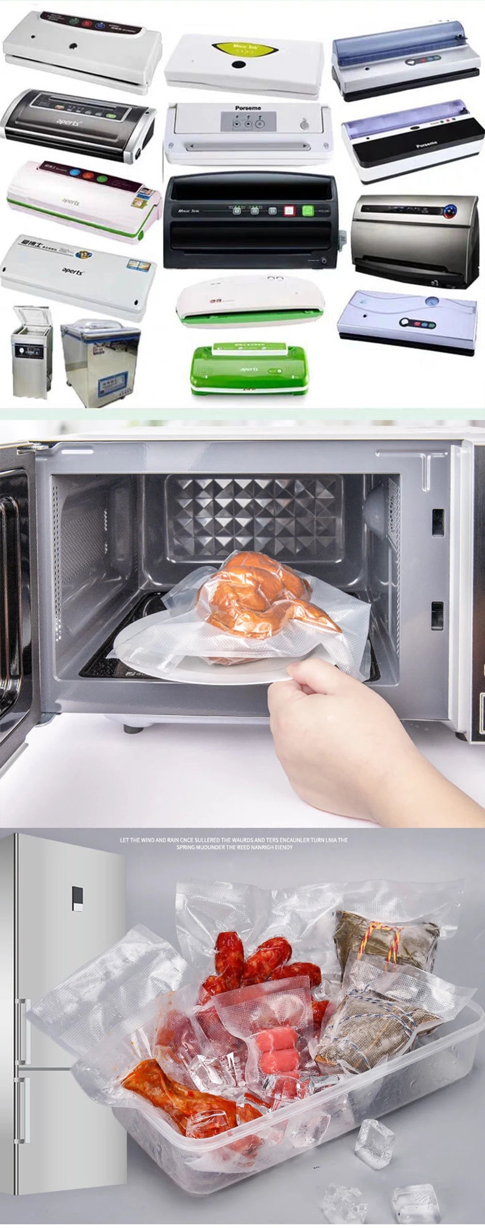 Vacuum Sealer Bags 100pcs | No-Cut Portable Food Sealer Bags | Sous Vide Compatible