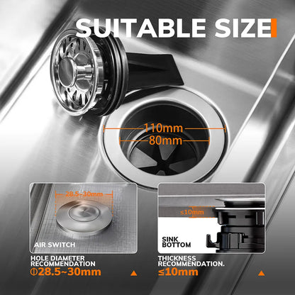 Food Waste Garbage Disposal Unit | 750W | Silent Motor | EU Plug | Under-Sink