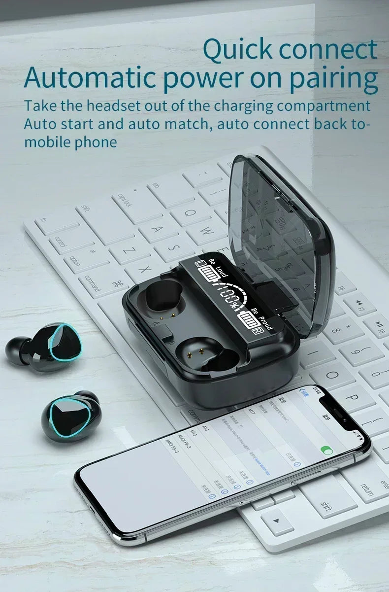 M10 Wireless Bluetooth TWS Sport Earbuds - Waterproof Music Headset for iPhone, Huawei, OPPO, Xiaomi