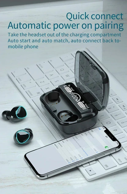 M10 Wireless Bluetooth TWS Sport Earbuds - Waterproof Music Headset for iPhone, Huawei, OPPO, Xiaomi