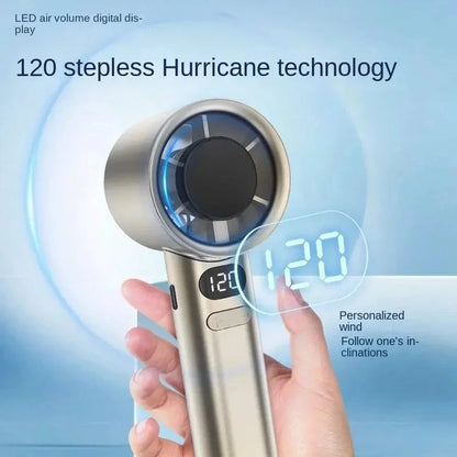 5000mAh Handheld Mini Fan – USB Rechargeable, Ice Compress Cooling, LED Display, 3 Speeds