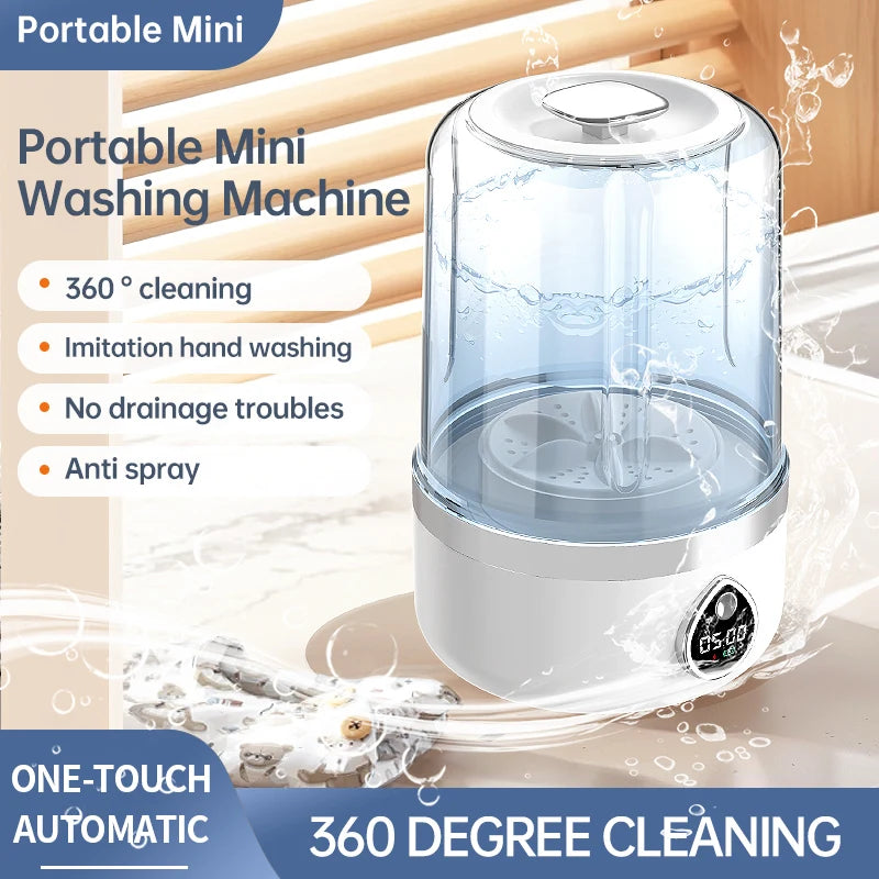 Mi Portable Mini Washing Machine 1.5L — Wireless Underwear & Socks Cleaner, LED Laundry Bucket