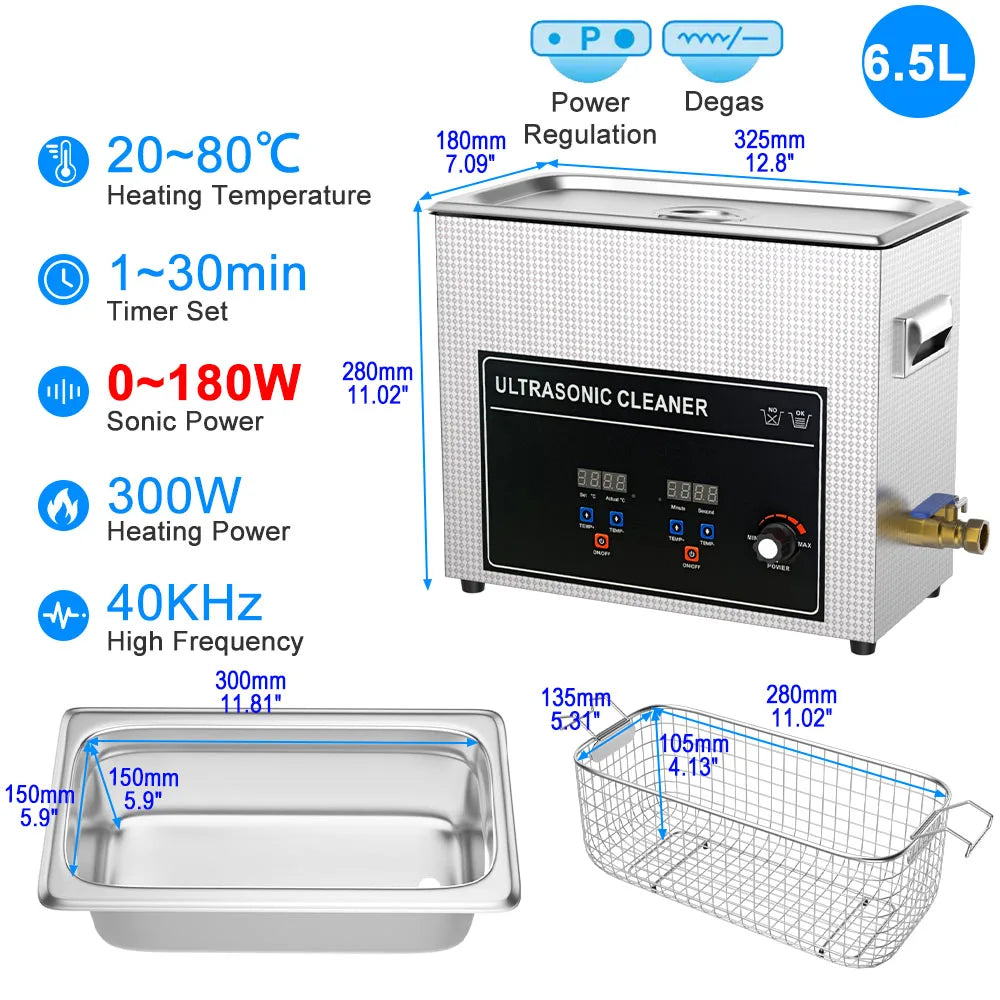CHAOJIE UP Ultrasonic Cleaning Machine | 22L / 30L | 480–840W | CE RoHS | EU Plug