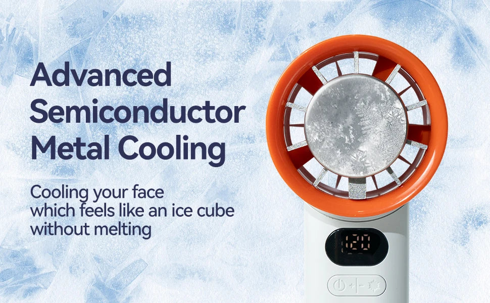 Portable Mini Personal Fan – 120-Speed Digital Display & Ice Cooling