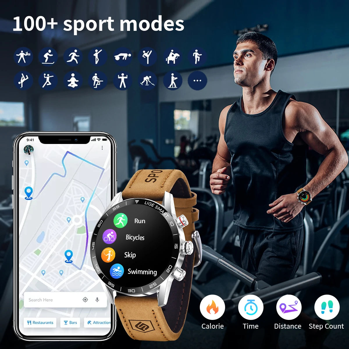 LIGE 2024 Rugged Military GPS Smart Watch – AMOLED HD, Heart Rate, BT Call, Waterproof