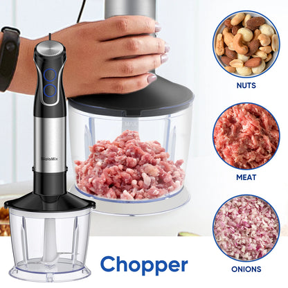 BioloMix 5-in-1 1500W Immersion Hand Blender – Stainless Steel Food Processor