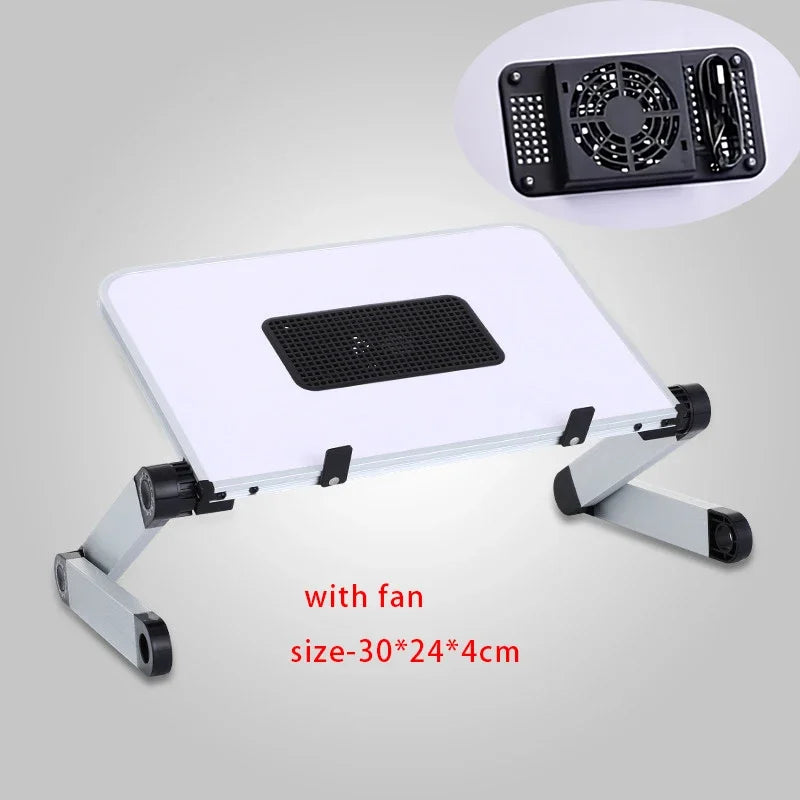 Adjustable Folding Laptop Desk for Bed – Portable Notebook Stand with Cooling Fan