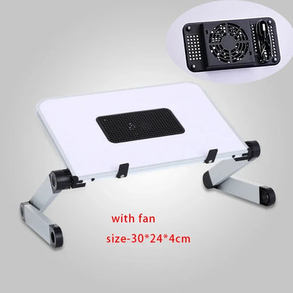 Adjustable Folding Laptop Desk for Bed – Portable Notebook Stand with Cooling Fan