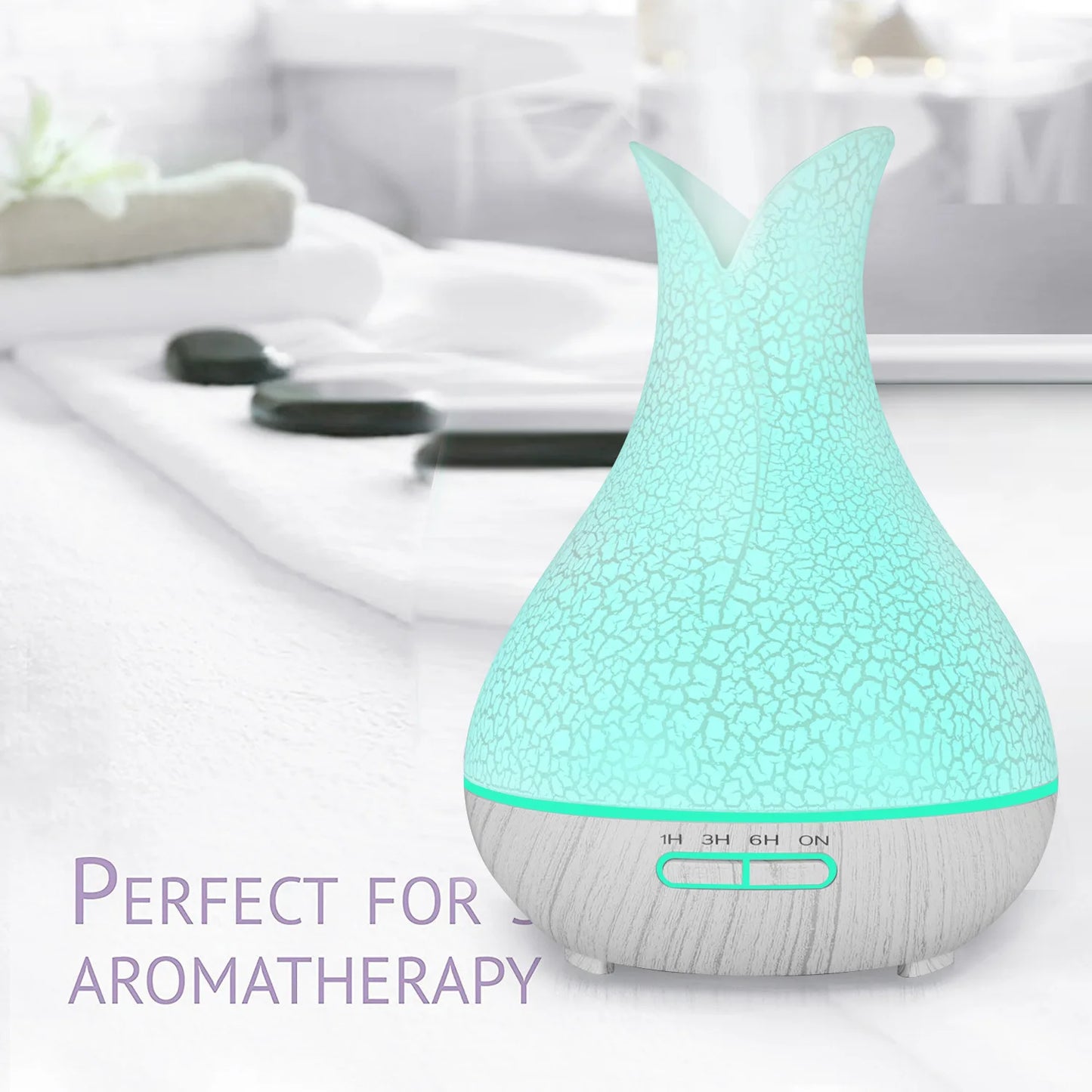 WiFi Smart Air Humidifier & Aroma Diffuser 400ml – Essential Oil, Wood Ball Design