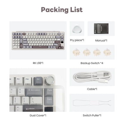 RK ROYAL KLUDGE L98 Left-Handed Mechanical Keyboard – 95%, Gasket, Tri-Mode, RGB, Hot-Swap
