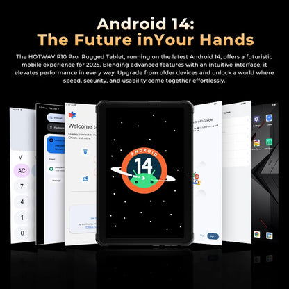 HOTWAV R10 Pro Rugged Tablet | 10800mAh | 10.1" HD+ | Android 14 | 8GB+256GB | 4G | 13MP