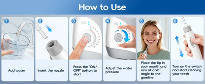 Home Water Flosser 600ml | 10 Pressure Settings | 6 Nozzles | EU Plug | Professional Oral Irrigator