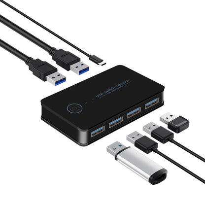 USB 3.0 KVM Switch – 2 Inputs, 4 Outputs, Shared Keyboard Mouse Printer Hub