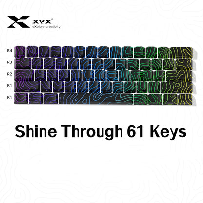 XVX Topographic Keycaps 118 Keys – OEM Profile, Shine-Through, IMD-Tech, Side Print