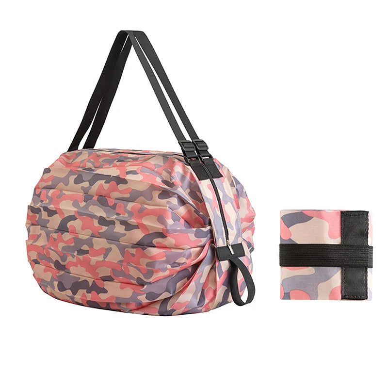 Foldable Nylon Shopping Bag with Handle – Large Capacity