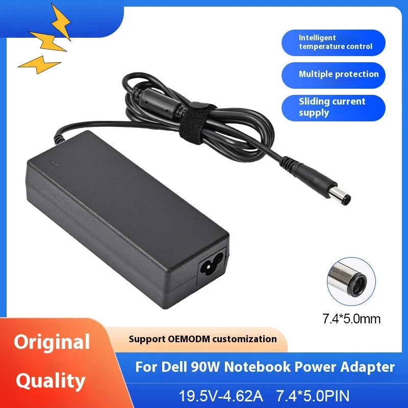 Dell Laptop Charger 19.5V 4.62A 90W – 7.4x5.0mm AC Adapter | E4300 E5400 E5420 Inspiron 14R